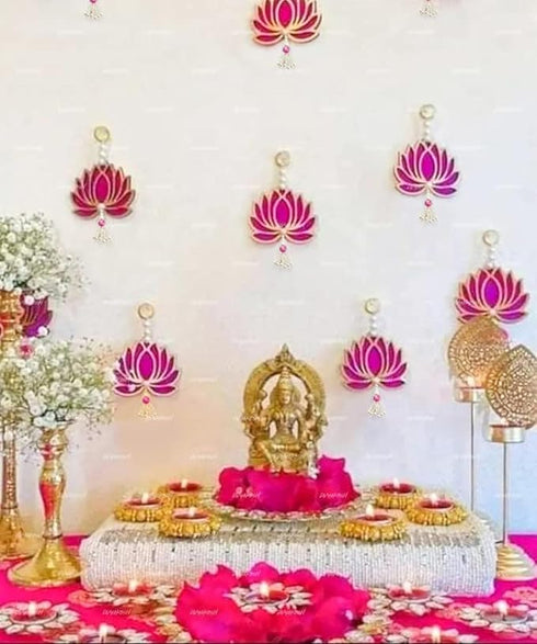 Divyakosh Velvet Handmade Wall Decor Lotus(Pack of 6)
